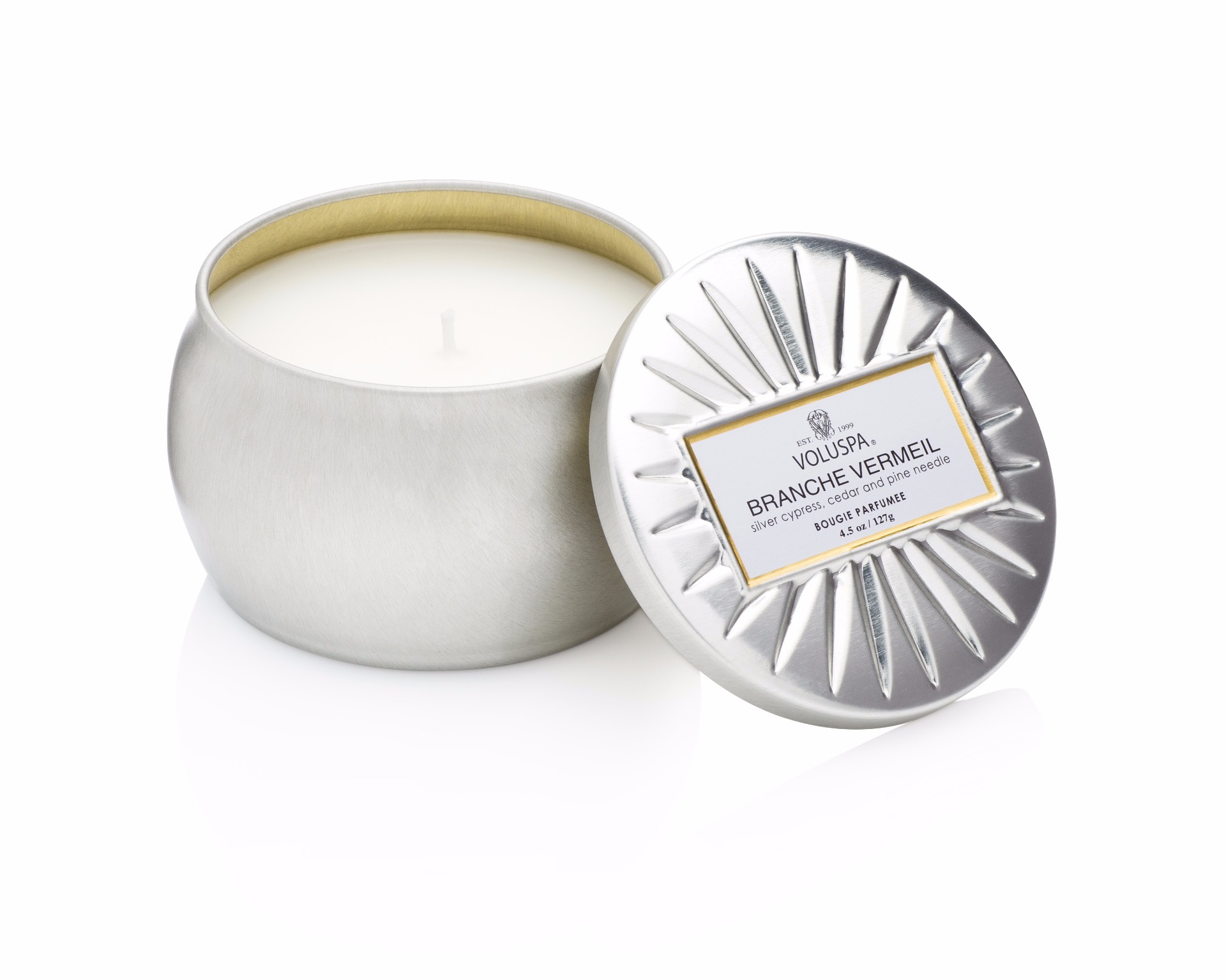 Bougie en étain Voluspa Branche Vermeil