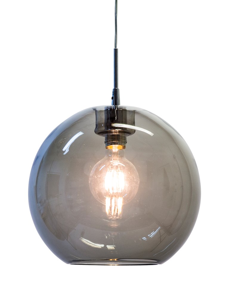 GLORIA 32CM PLAFONNIER EN VERRE COULEUR FUMÉE / CHROME